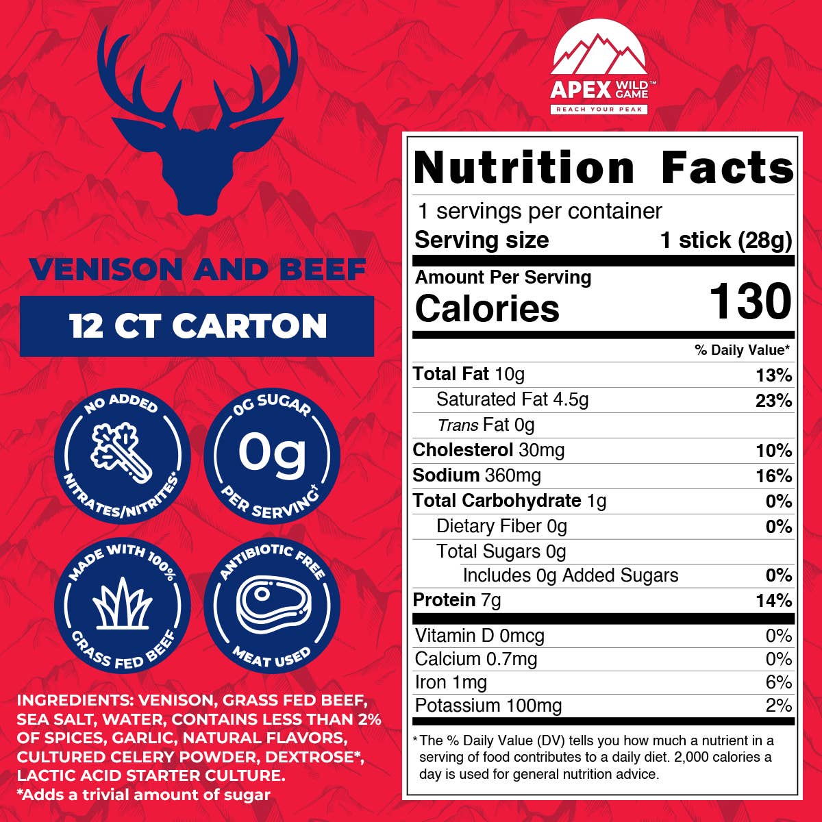 Venison & Grass Fed Beef Snack Sticks