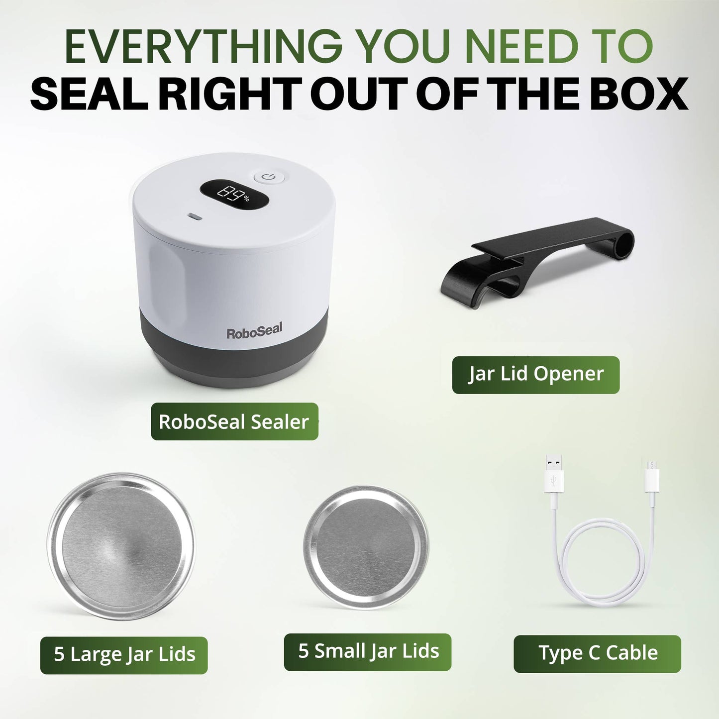RoboSeal Rechargeable Mason Jar Vacuum Sealer Kit