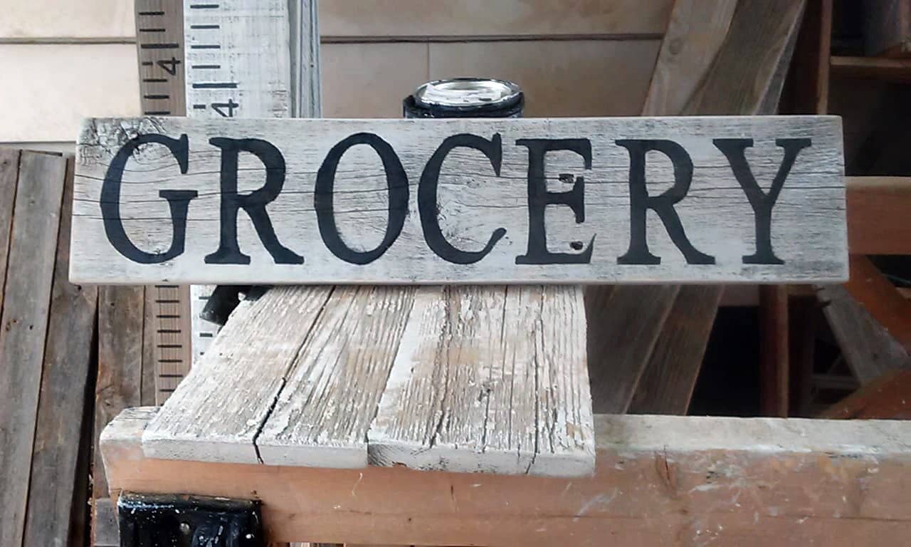 Grocery Sign Made From 100% Reclaimed Wood