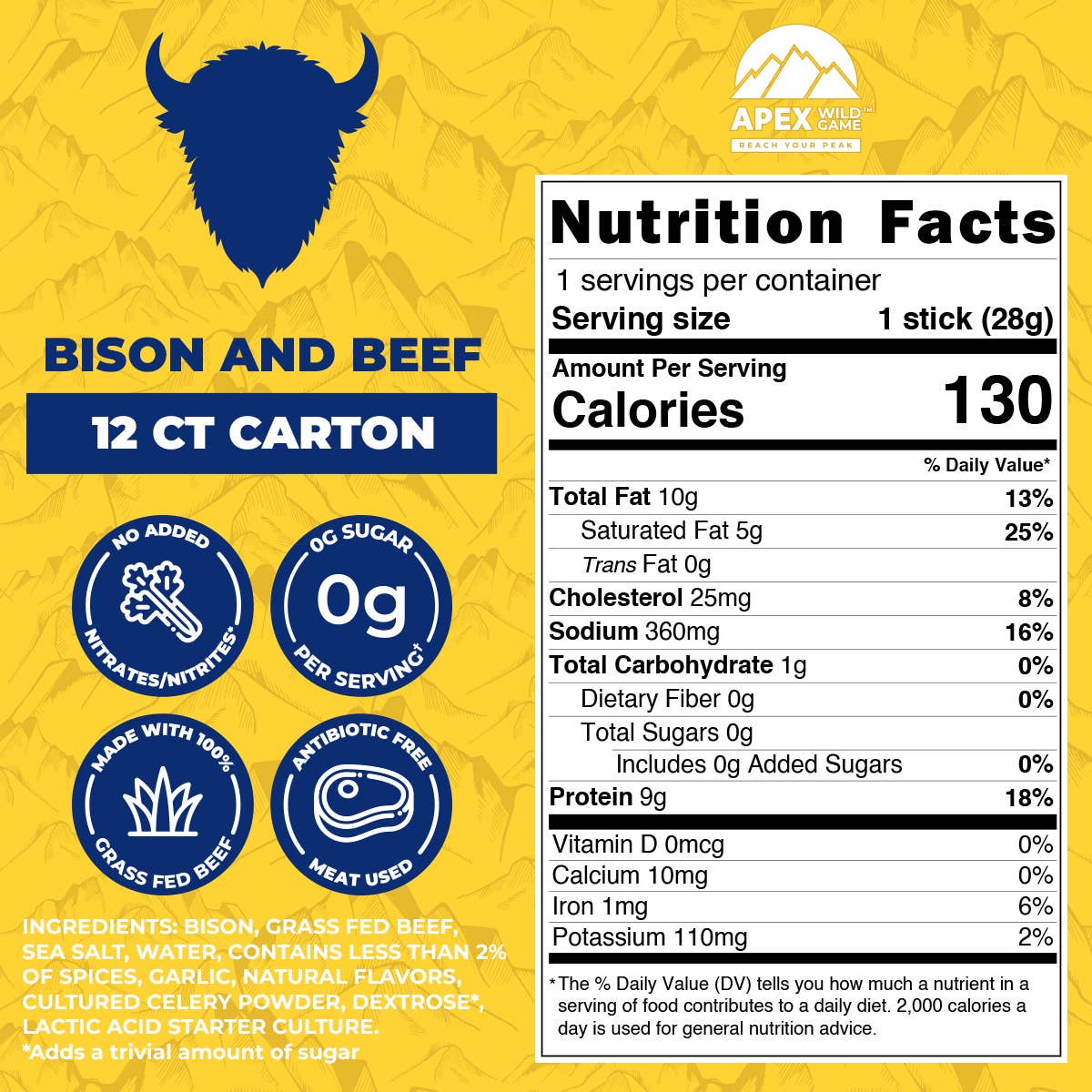 Bison & Grass Fed Beef Snack Sticks