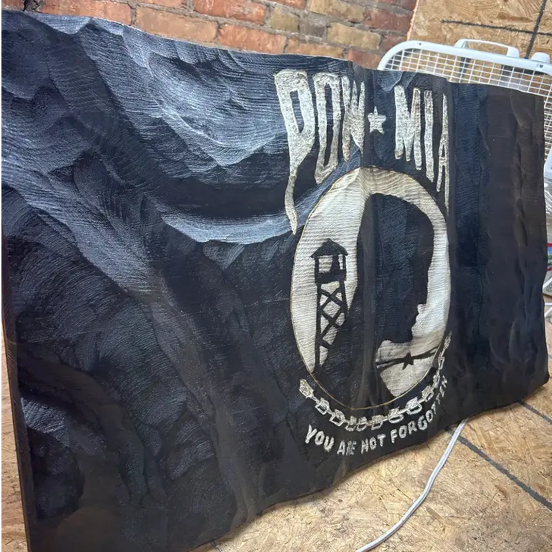 Wood Wavy POW/MIA Flag