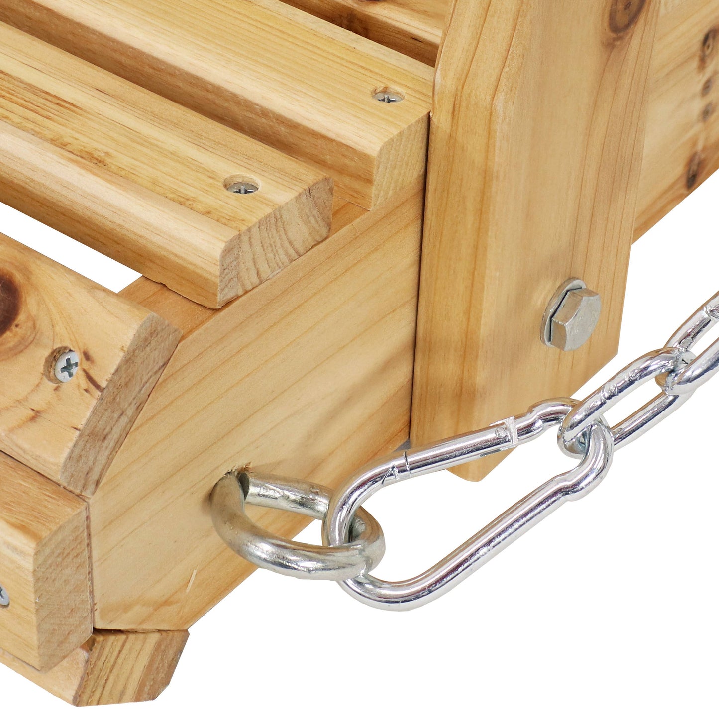 2-Person Wooden Porch Swing with Armrests/Chains