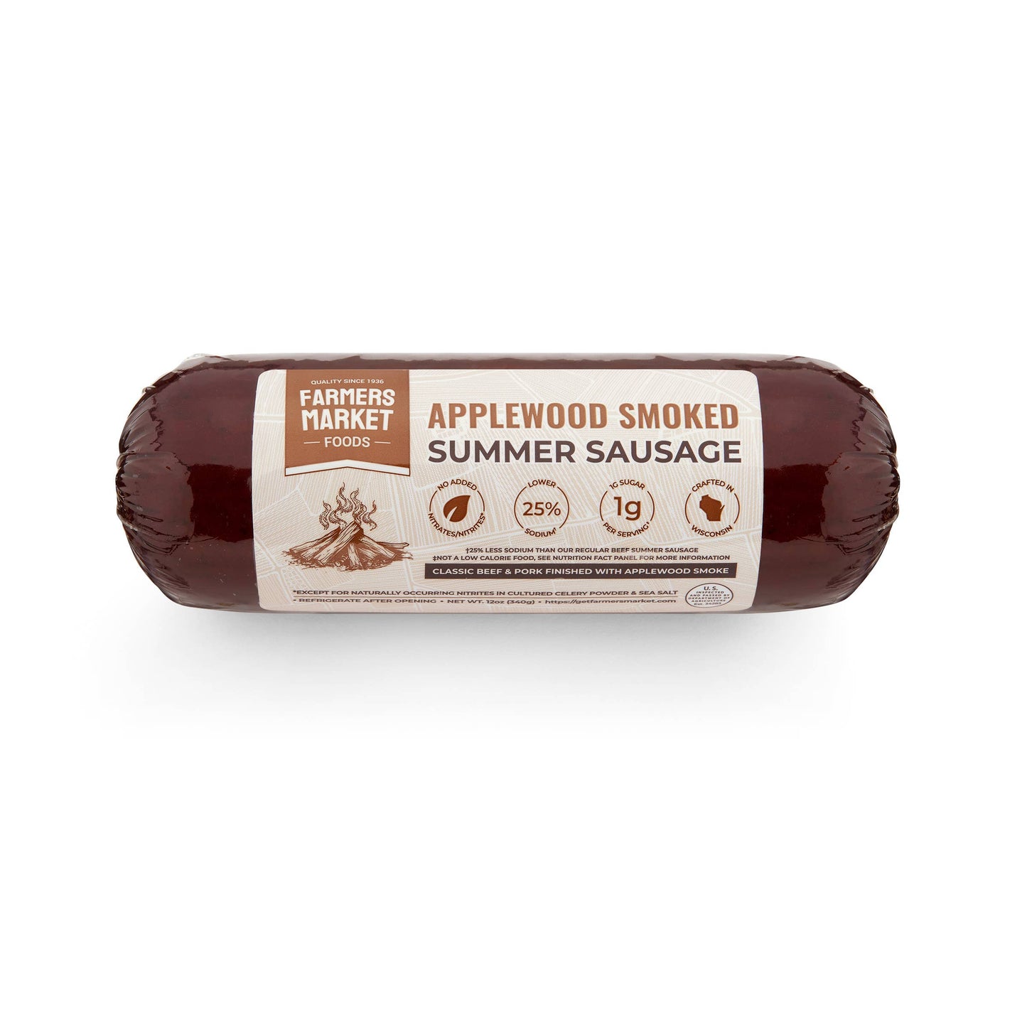 No Nitrate/Nitrite Applewood Smoked Summer Sausage 12oz