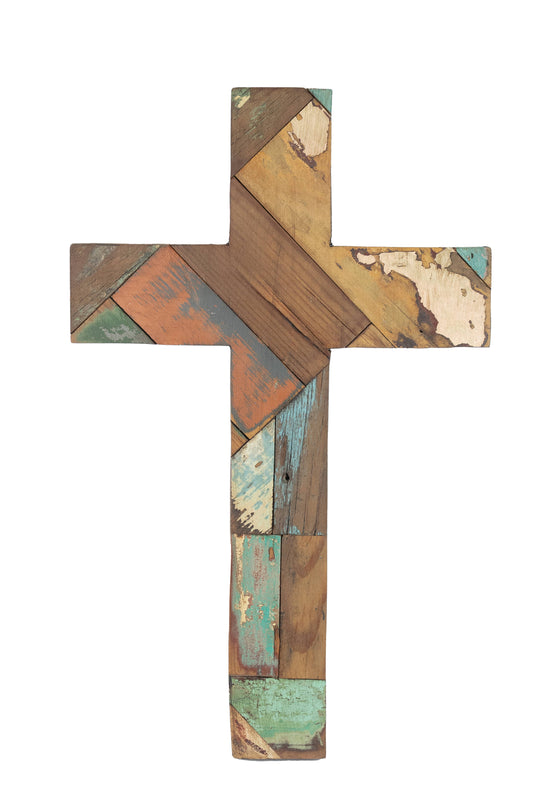 Reclaimed Wood Large Cross-Wall Decor