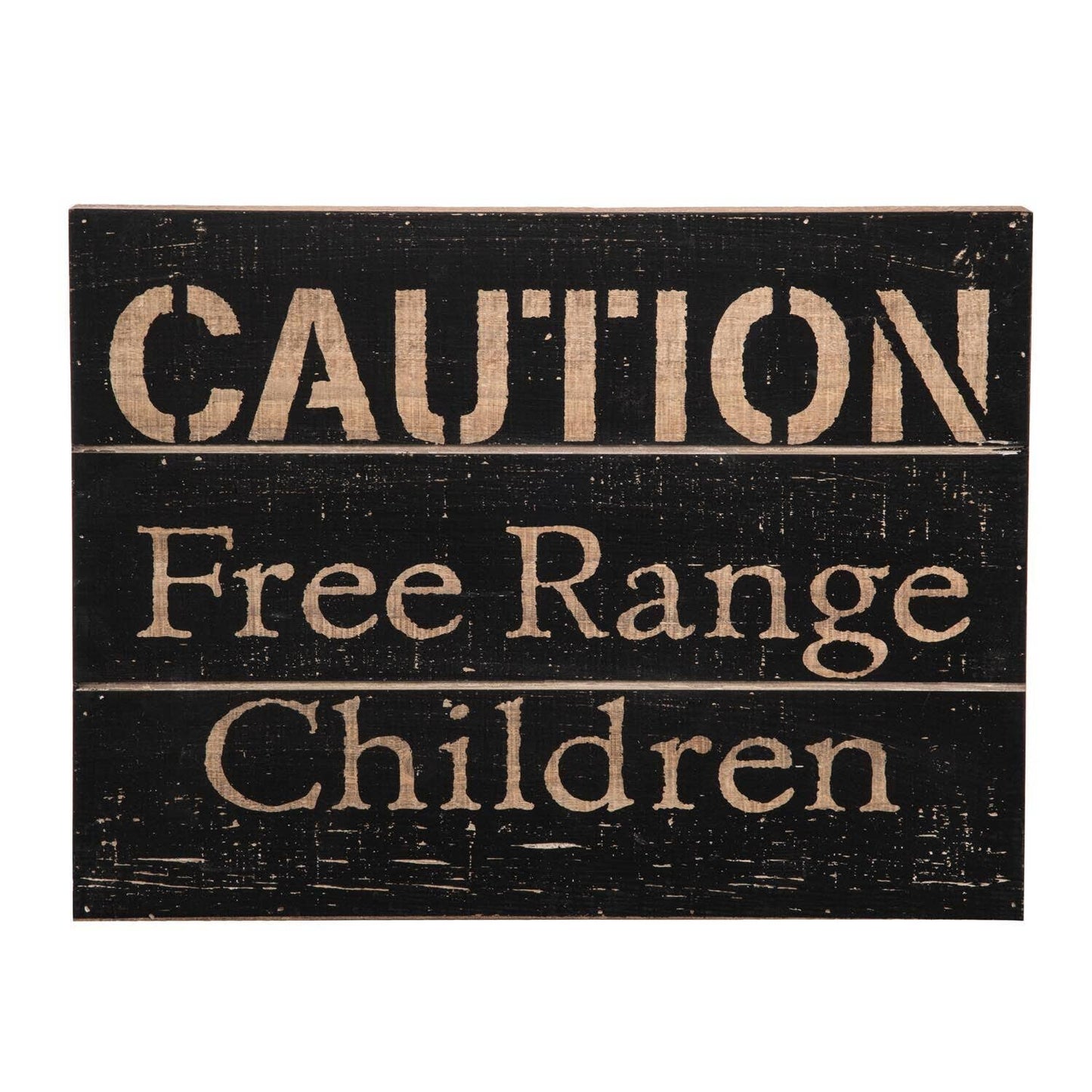 Rustic "Caution Free Range Children" Wood Wall Decor