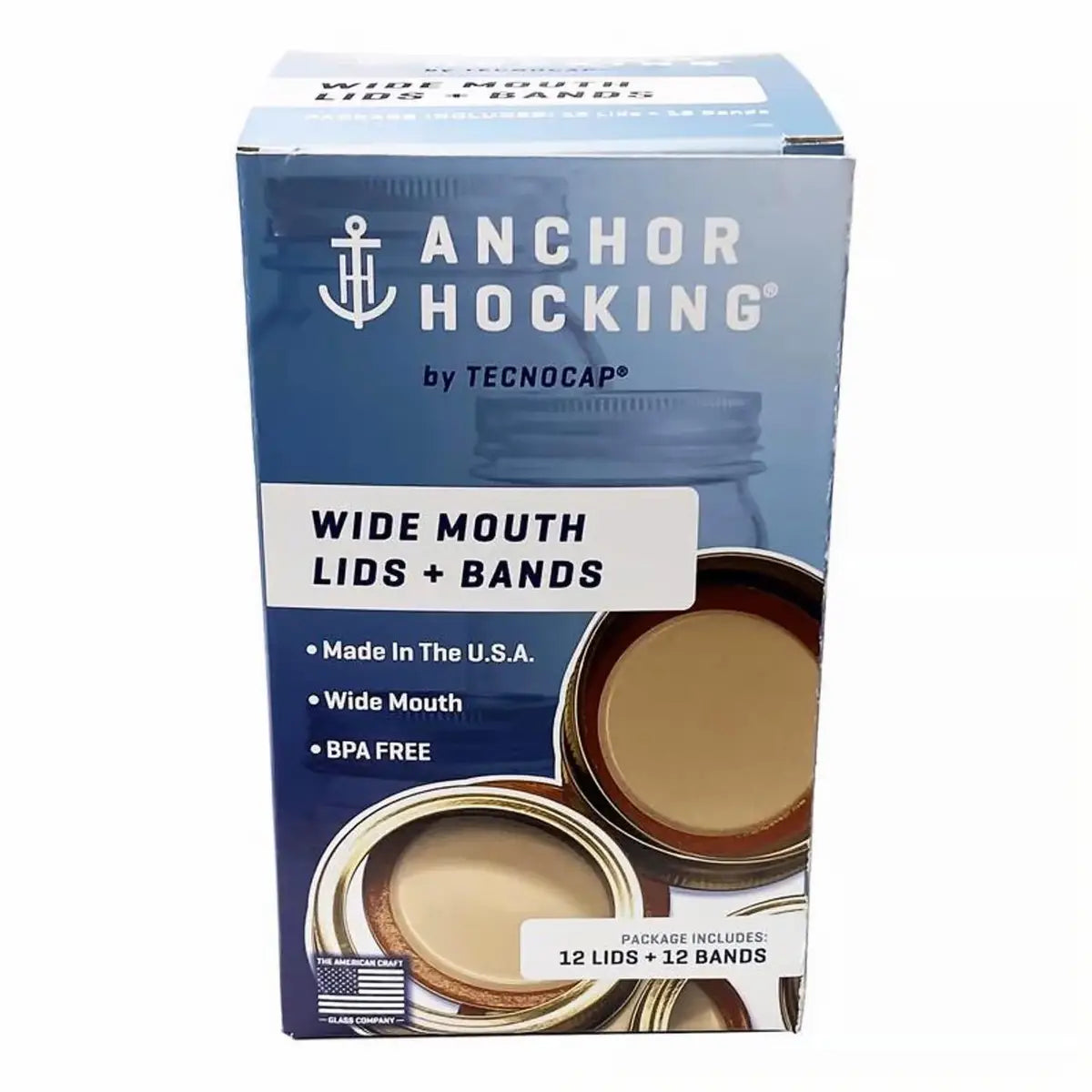 Anchor Hocking Wide Mouth Canning Lids and Bands, 12-Pack