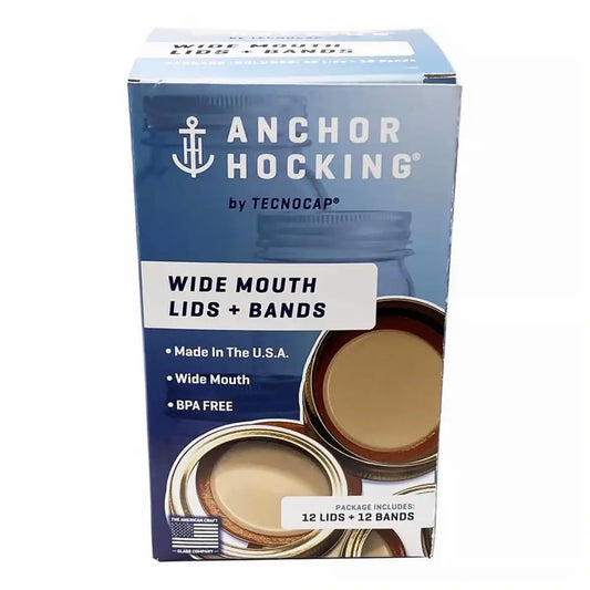 Anchor Hocking Wide Mouth Canning Lids and Bands, 12-Pack