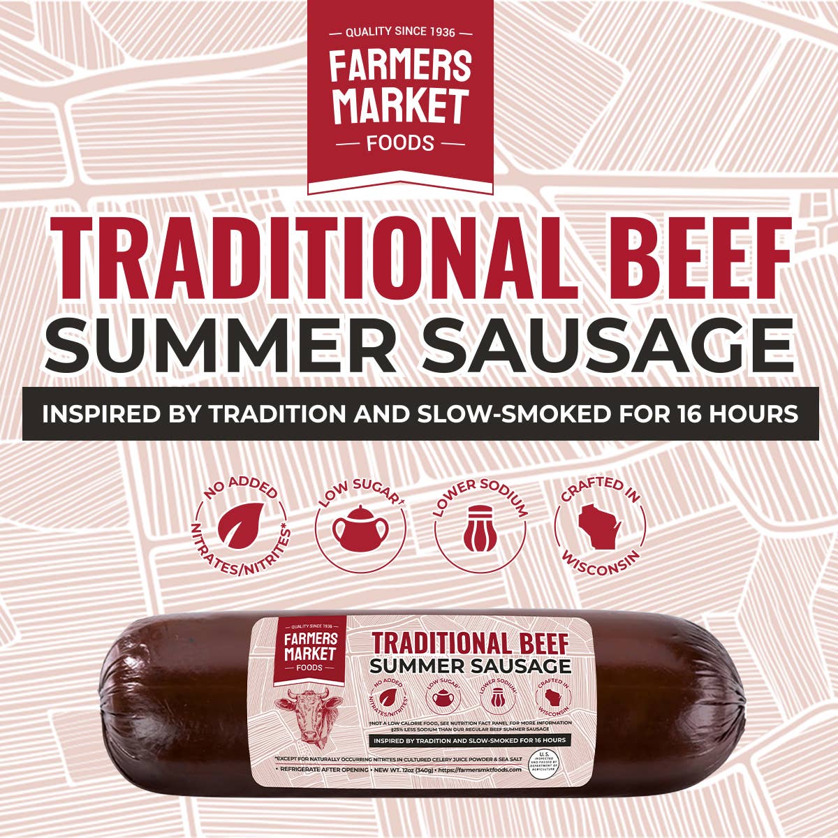 No Nitrate/Nitrite 100% Beef Summer Sausage 12oz