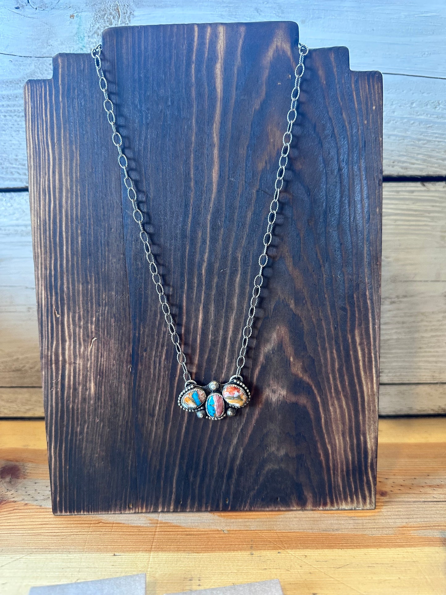 Spiny Oyster, Turquoise, and Cooper Necklace