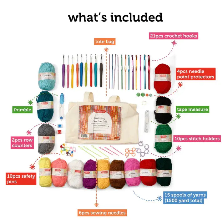 Incraftables 85pc Beginner Crochet Kit – Yarn, Hooks & Tote