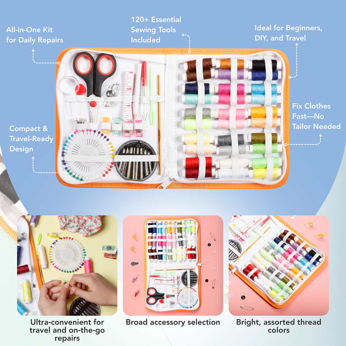 Incraftables 75+ Piece Sewing Kit with Scissors & Threads
