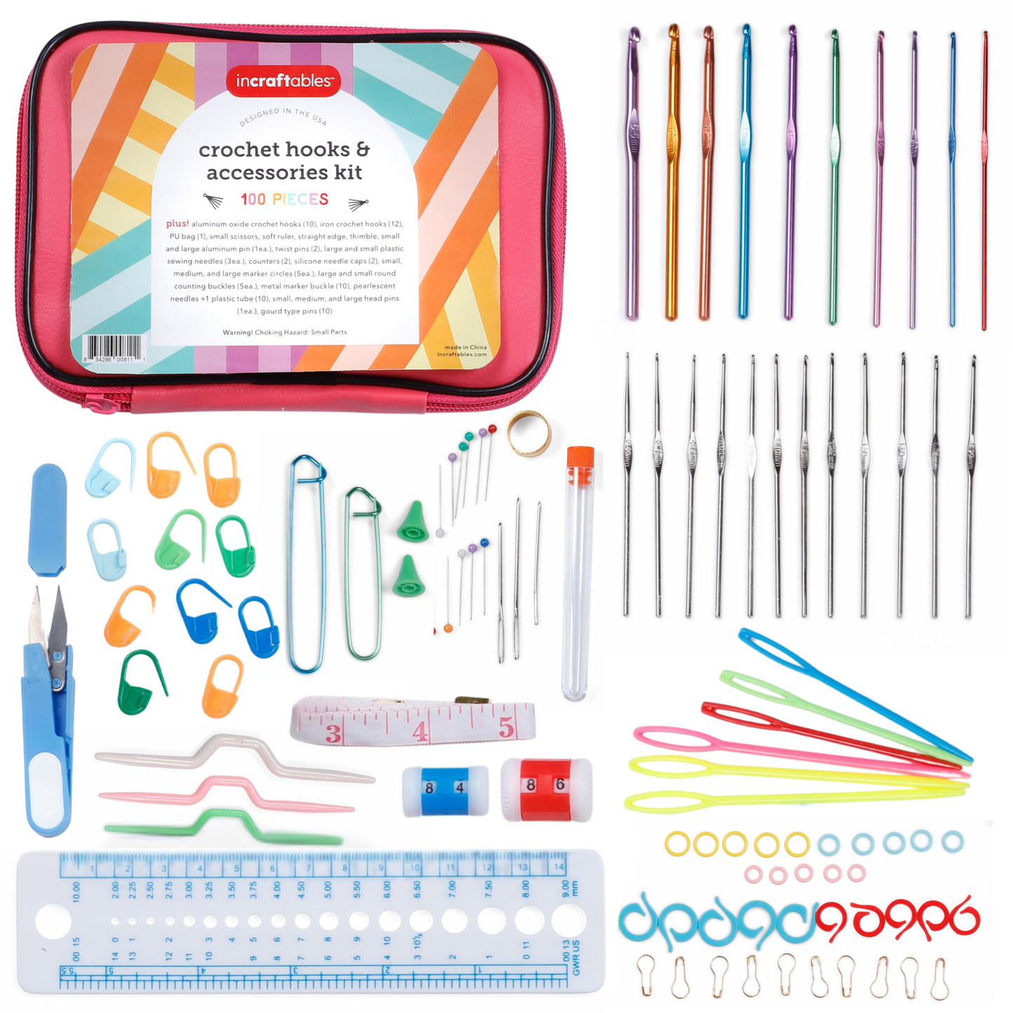 Incraftables 100pcs Crochet Hooks Set with Case