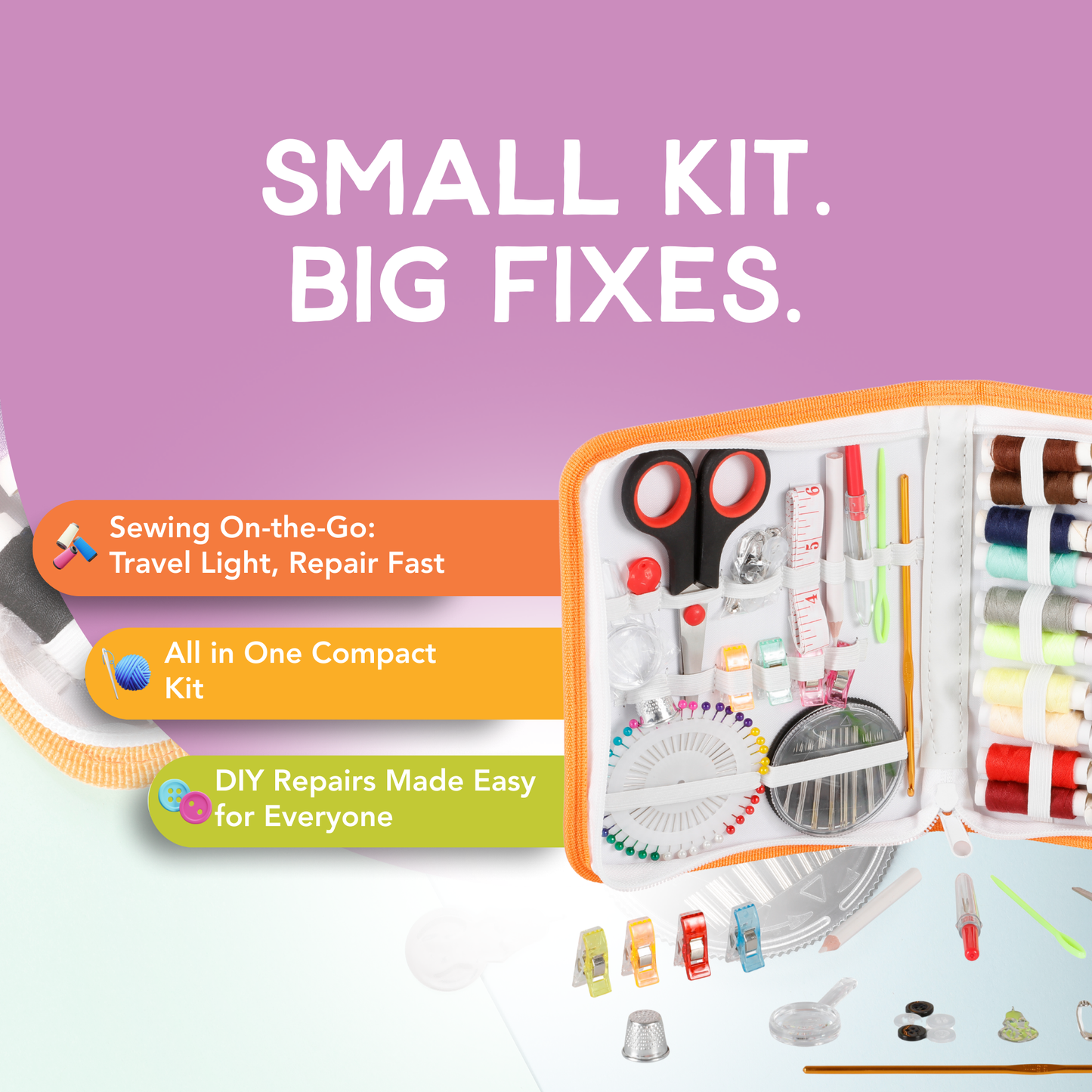 Incraftables 75+ Piece Sewing Kit with Scissors & Threads