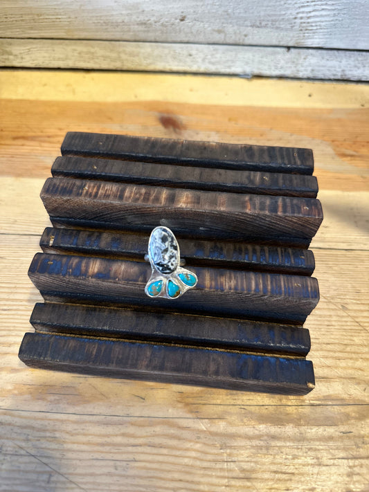 White buffalo and Turquoise adjustable ring