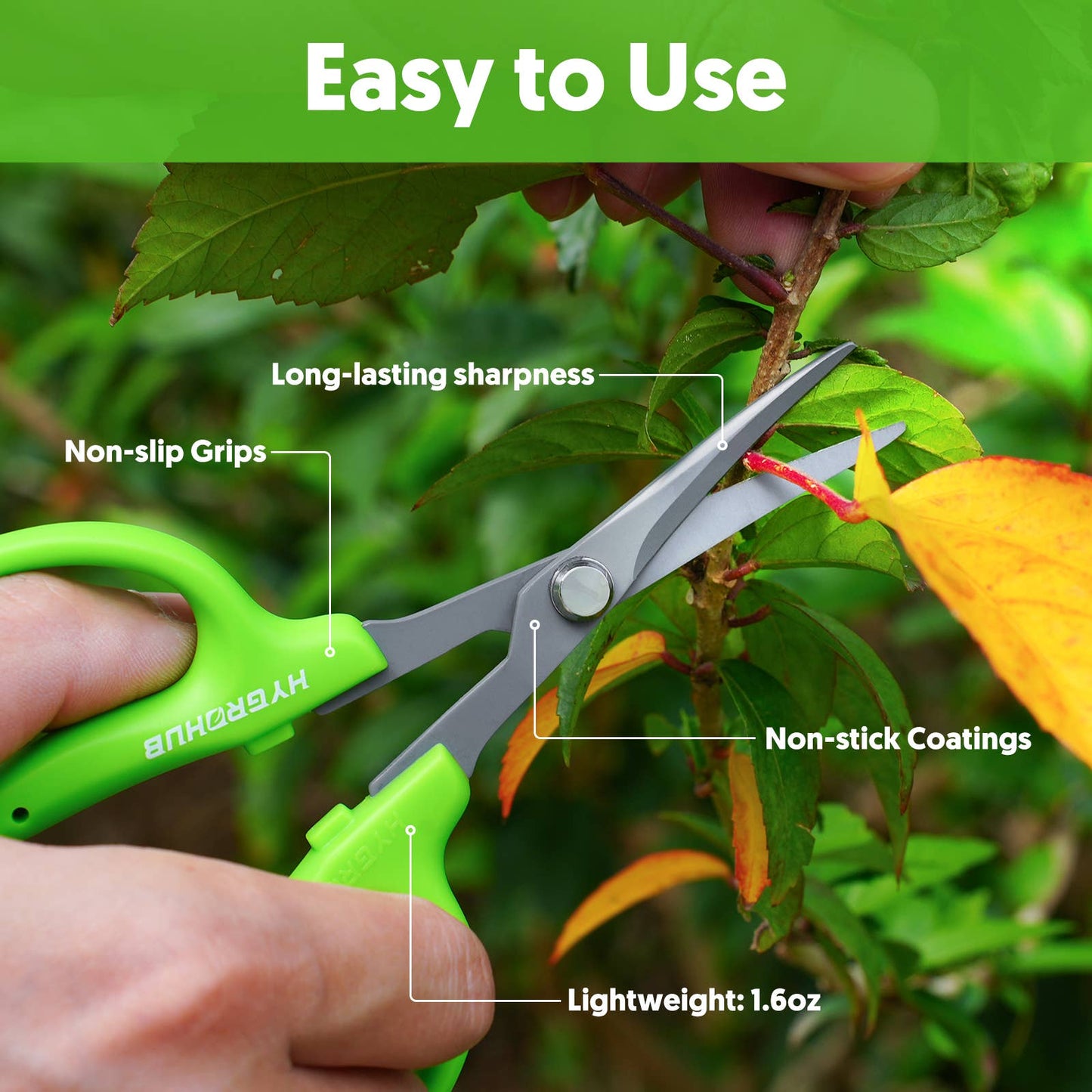 Garden Scissors Curved Non Stick Coated Blade Pruning Snips