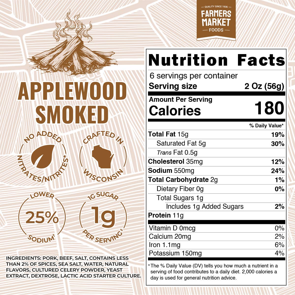 No Nitrate/Nitrite Applewood Smoked Summer Sausage 12oz