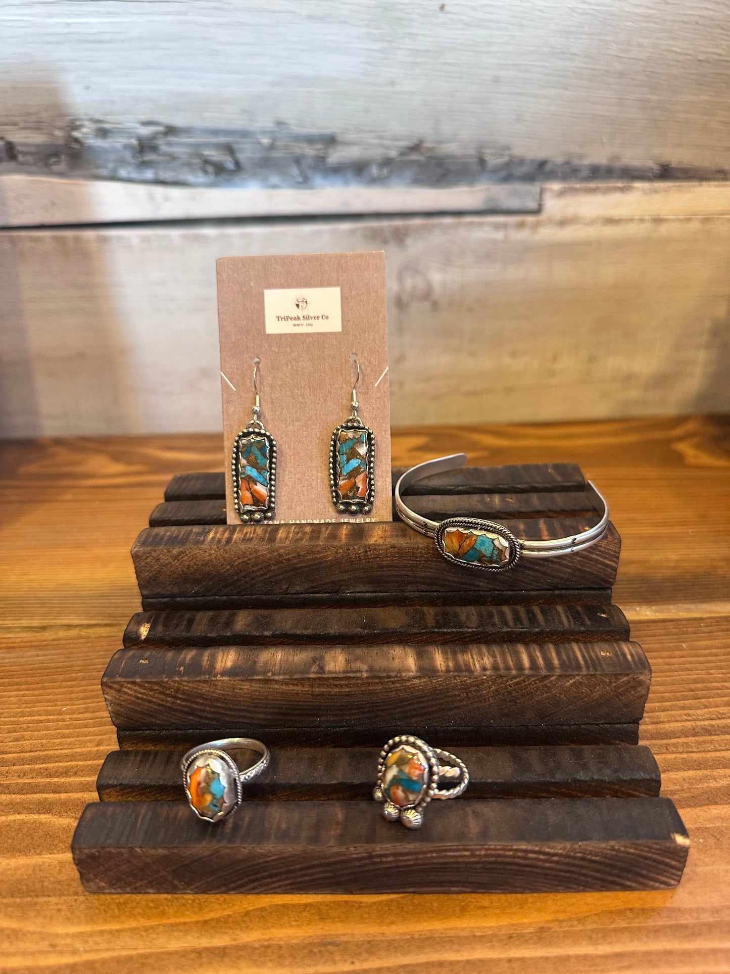 Spiny Oyster and Turquoise Stamped Cuff