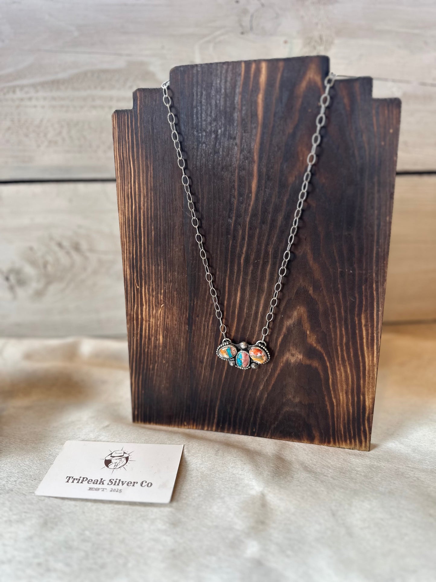 Spiny Oyster, Turquoise, and Cooper Necklace