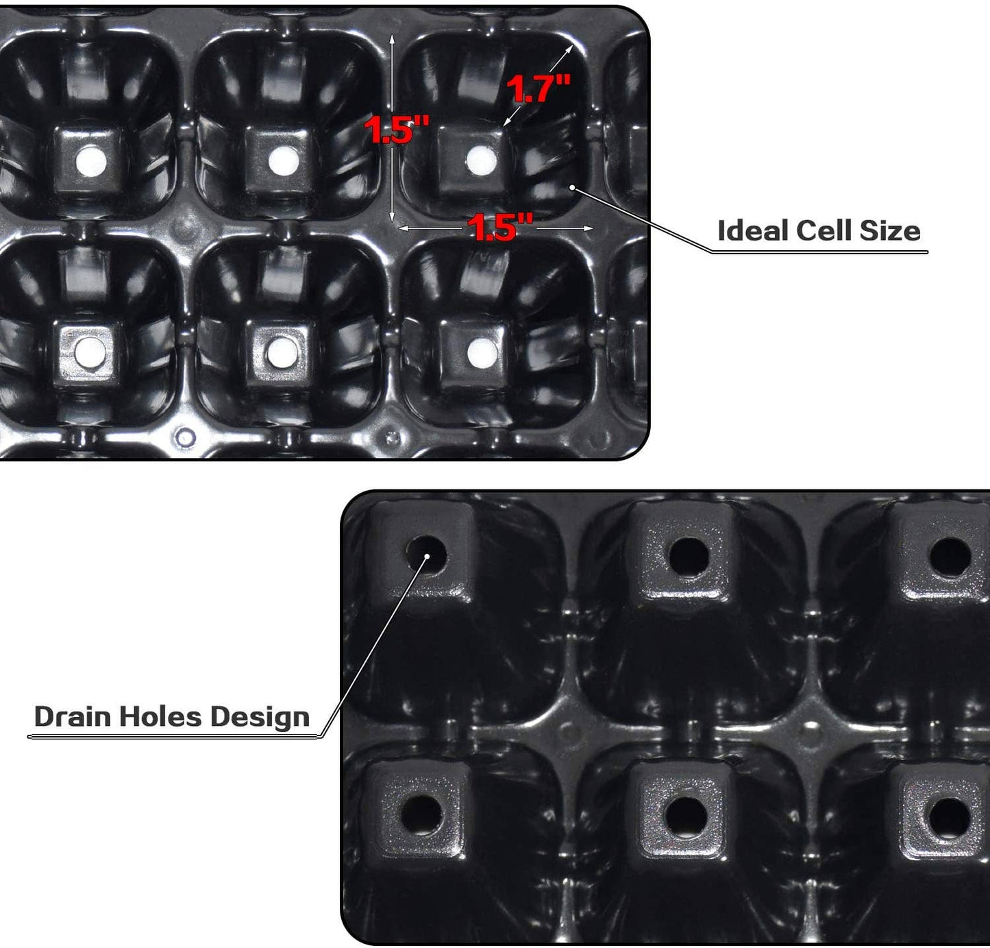 10-200 Pack 72 Cell Seedling Trays with Drain Holes