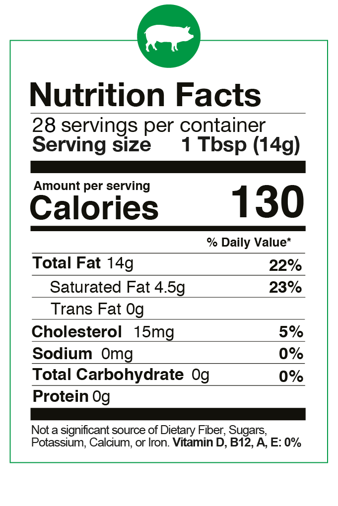 Organic Pork Lard 14 OZ