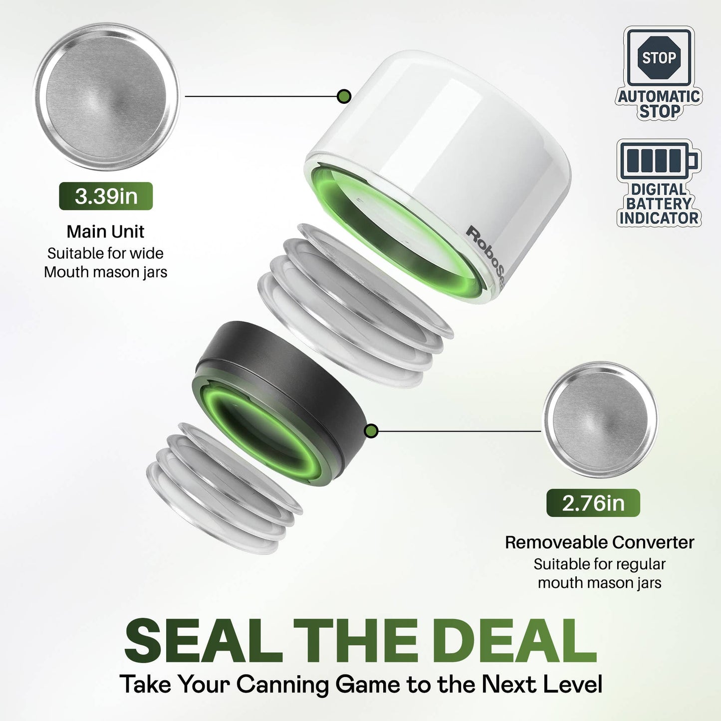 RoboSeal Rechargeable Mason Jar Vacuum Sealer Kit