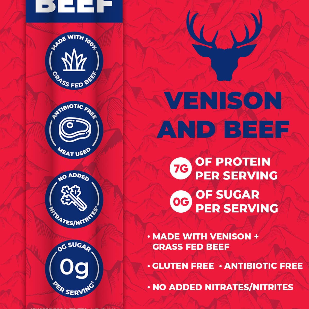 Venison & Grass Fed Beef Snack Sticks