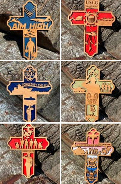 Wooden Military Themed Cross